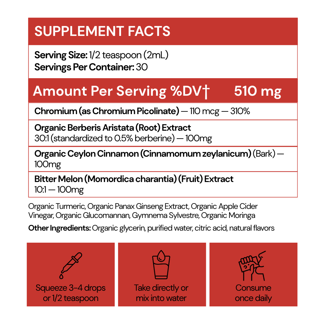 Berberine + Ceylon Cinnamon A1C Support Drops (500mg)