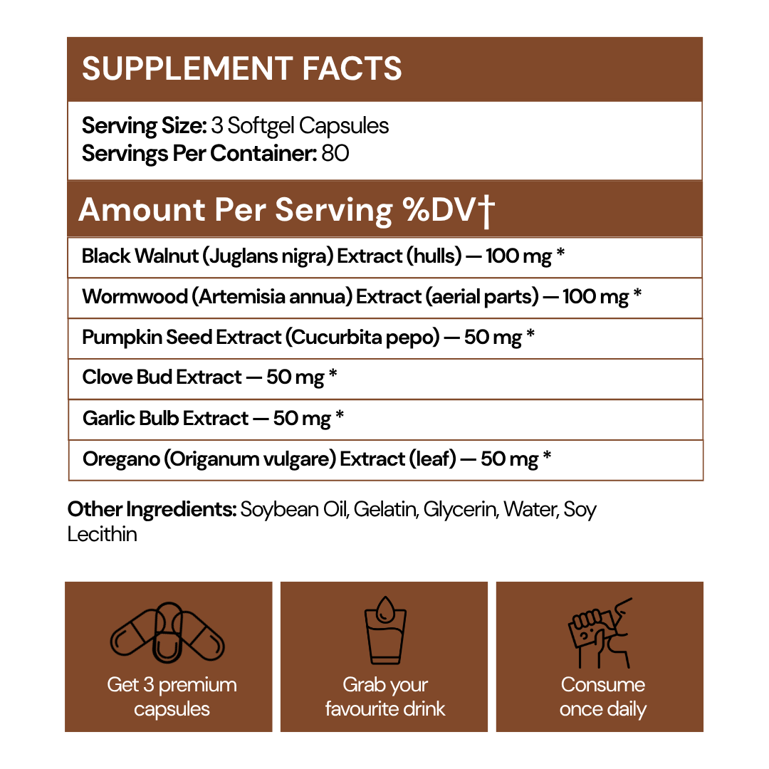 Wormwood Black Walnut Clove Softgels