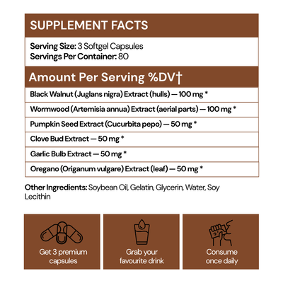 Wormwood Black Walnut Clove Softgels